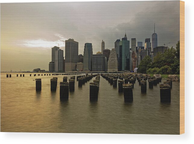 Piers Wood Print featuring the photograph New York Skyline by Doolittle Photography and Art