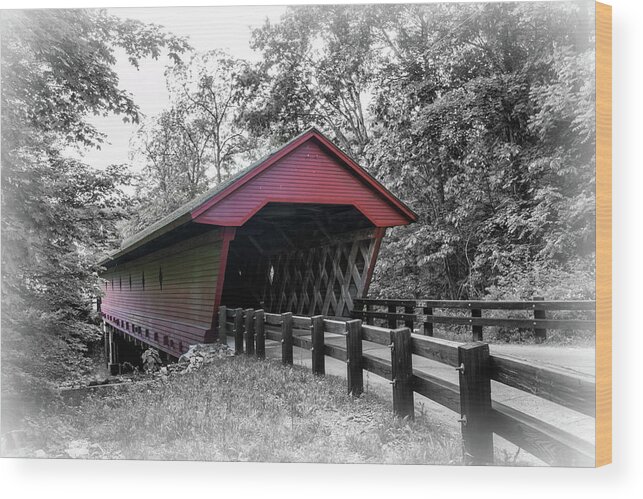 Newfield Covered Bridge Wood Print featuring the photograph Newfield Covered Bridge by Carolyn Derstine