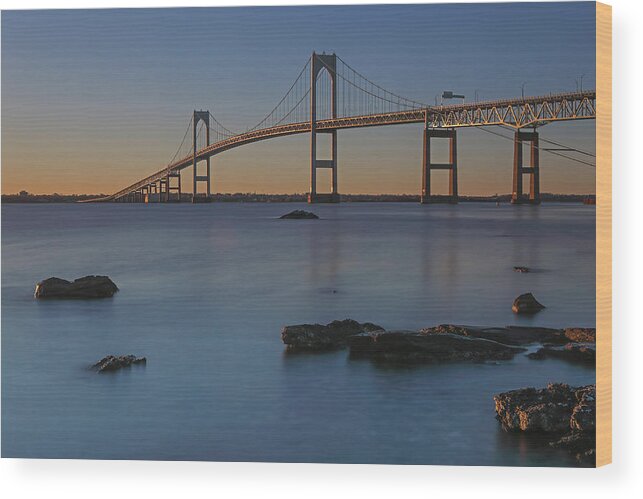 Claiborne Pell Bridge Wood Print featuring the photograph Newport Bridge by Juergen Roth