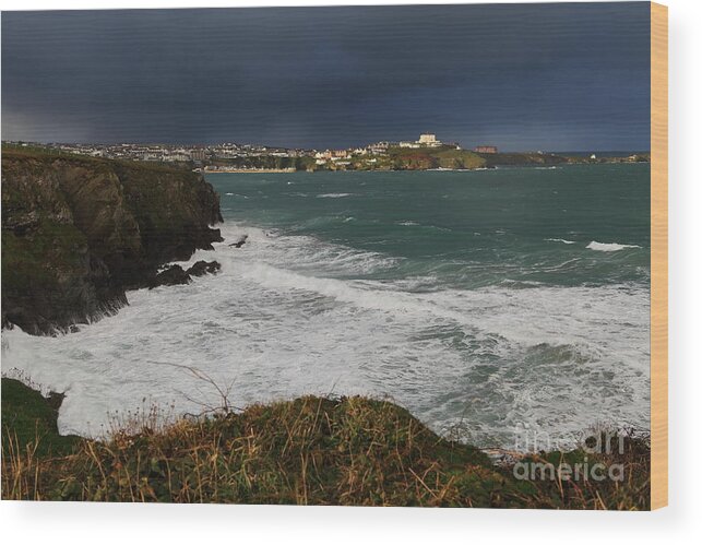 Newquay Wood Print featuring the photograph Newquay Squalls on Horizon by Nicholas Burningham