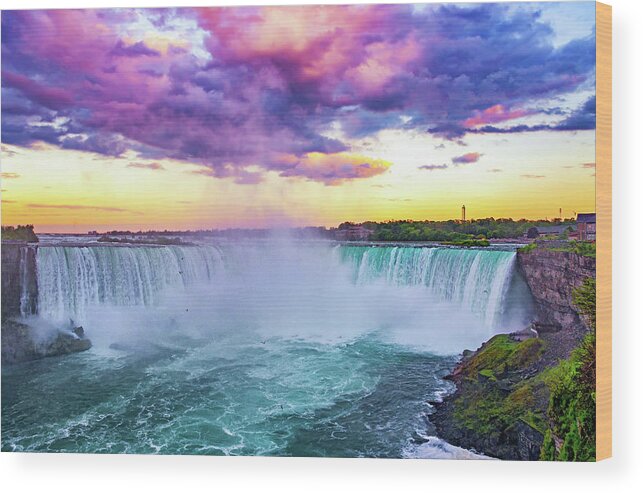 Niagara Falls Wood Print featuring the photograph Niagara Falls Evening 3 by Steve Harrington