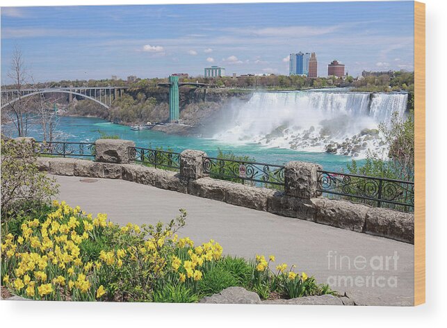 Niagara Falls Wood Print featuring the photograph Niagara Falls Spring Time by Charline Xia