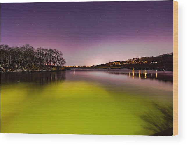 Milton Landing Wood Print featuring the photograph Night colors on the River by Brian MacLean