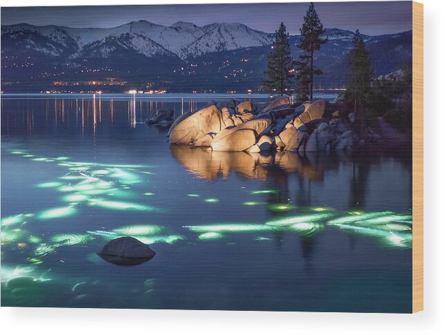 Landscape Wood Print featuring the photograph Night Dive - Lake Tahoe by Tony Fuentes