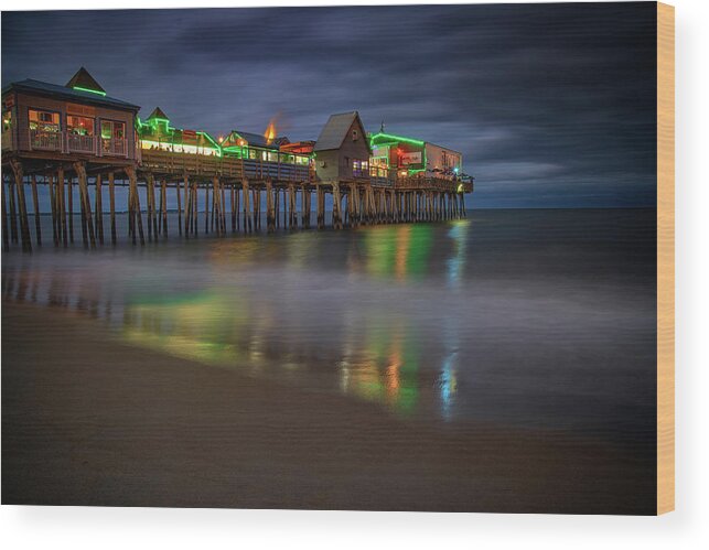 Old Orchard Beach Wood Print featuring the photograph Night on Old Orchard Beach by Rick Berk