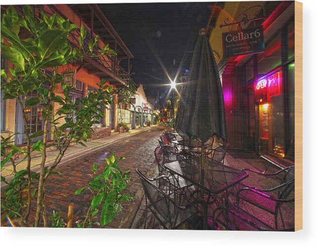 St Augustine Wood Print featuring the photograph Nights In Oldtown by Robert Och