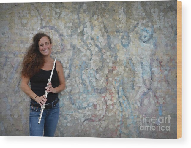 Nina Assimakopoulos Wood Print featuring the photograph Nina at the flute wall by Dan Friend