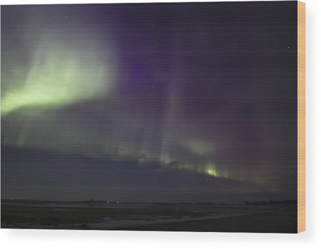 Landscape Wood Print featuring the photograph Northern Lights near Yorkton by Ryan Crouse