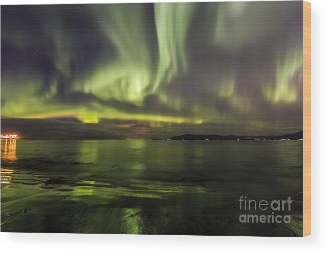 Nordurljos Wood Print featuring the photograph Northern Lights Reykjavik by Gunnar Orn Arnason