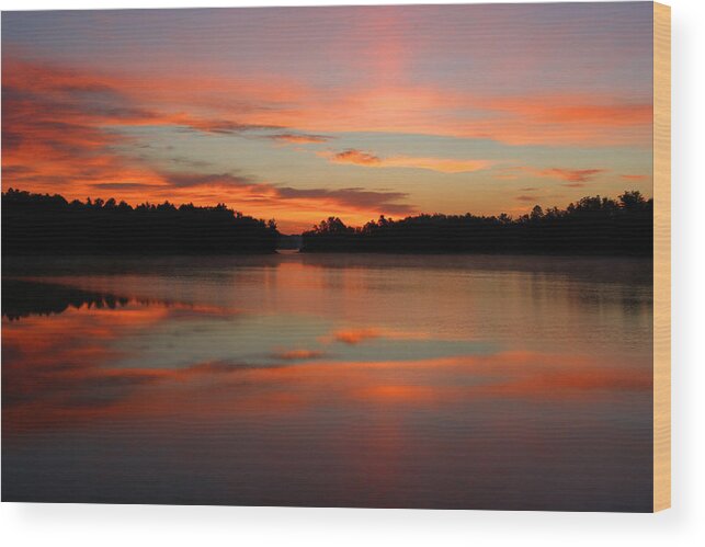 Sunrise Wood Print featuring the photograph NorthWoods Tranquility by Brook Burling