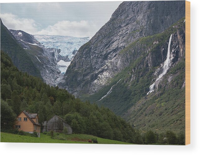 Jostedalsbreen Norway Wood Print featuring the photograph Norway Glacier Jostedalsbreen by Andy Myatt