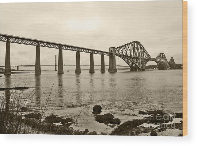 Queensferry Wood Print featuring the photograph Nostalgia in Sepia. by Elena Perelman