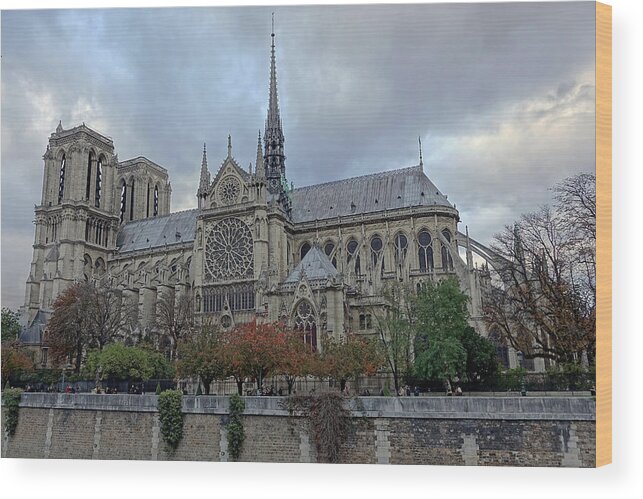 Paris Wood Print featuring the photograph Notre Dame Cathedral In Paris, France by Rick Rosenshein