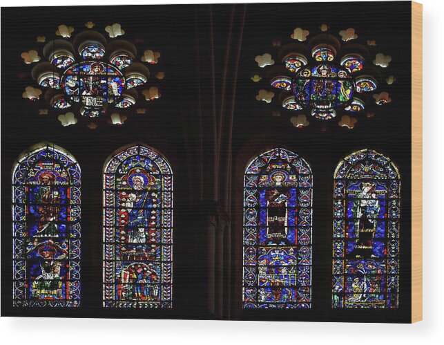 Architecture Wood Print featuring the digital art Notre Dame de Chartes Cathedral by Carol Ailles