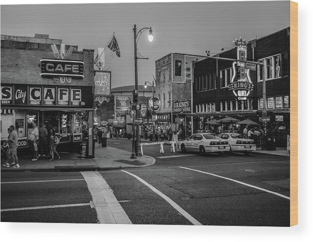 Memphis Wood Print featuring the photograph Now Entering Beale by D Justin Johns