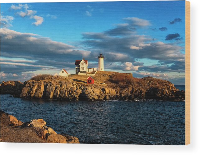 South Freeport Harbor Maine Wood Print featuring the photograph Nubble Light III by Tom Singleton