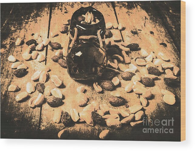 Vintage Wood Print featuring the photograph Nuts about vintage still life art by Jorgo Photography