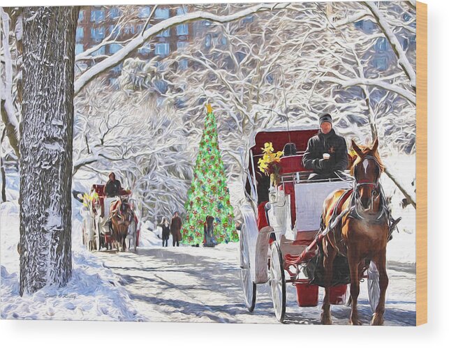 Carriage Rides Wood Print featuring the photograph Festive Winter Carriage Rides by Sandi OReilly
