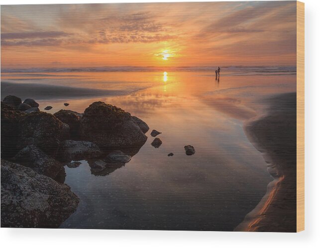 Oregon Coast Sunset Wood Print featuring the photograph Nye Beach 0032 by Kristina Rinell