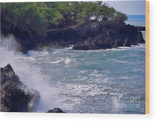 Seascape Wood Print featuring the photograph Ocean Meets Lava Rock by Bette Phelan
