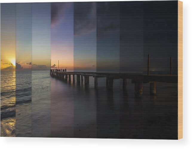 Time Slice Wood Print featuring the photograph Ocean sunset time slice by Sven Brogren