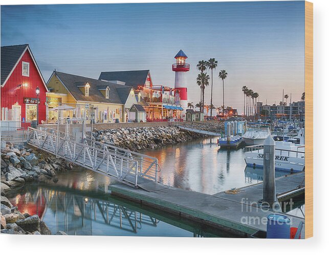 California Wood Print featuring the photograph Oceanside Harbor Village at Dusk by David Levin