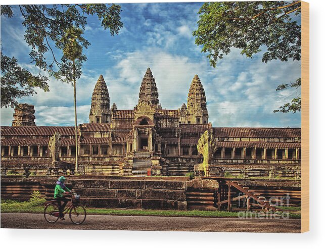 Angkor Wat Wood Print featuring the photograph Off to the Side in Angkor Wat Temple, Siem Reap Province, Cambodia by Sam Antonio