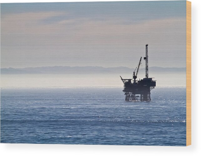 Offshore Oil Platforms Wood Print featuring the photograph Offshore Oil Drilling Rig by Roger Mullenhour