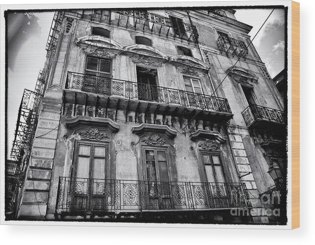Sicily Wood Print featuring the photograph Old Building in Sicily by Madeline Ellis