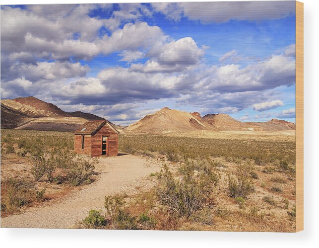 Cabin Wood Print featuring the photograph Old Cabin At Rhyolite by James Eddy