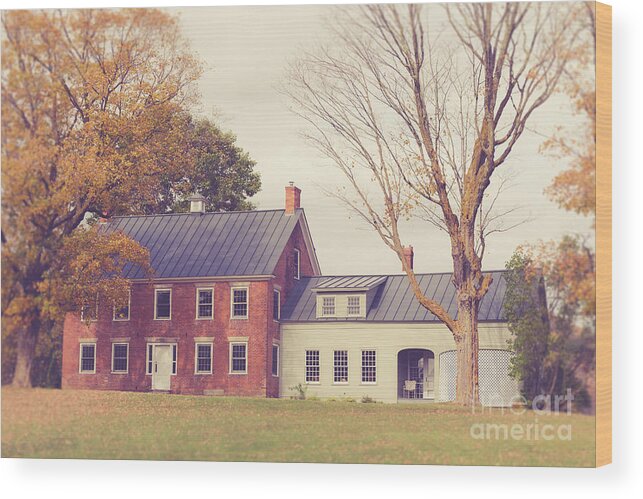 Brick Wood Print featuring the photograph Old Colonial Farm House Vermont by Edward Fielding