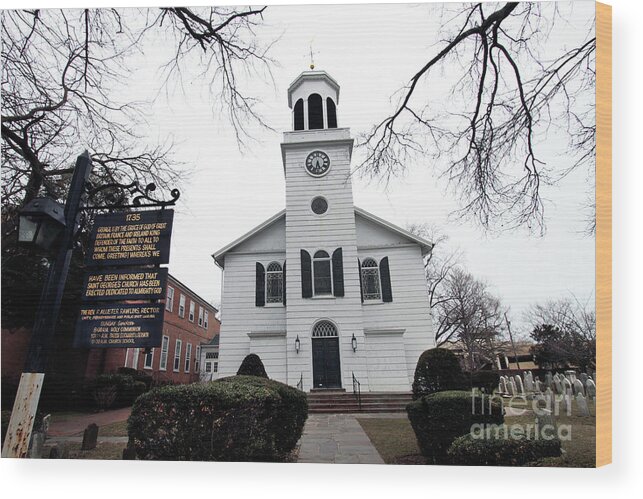 St. Georges Church Episcopal-anglican(1735) Hempstead Wood Print featuring the photograph St. Georges Church Episcopal Anglican #1 by Steven Spak