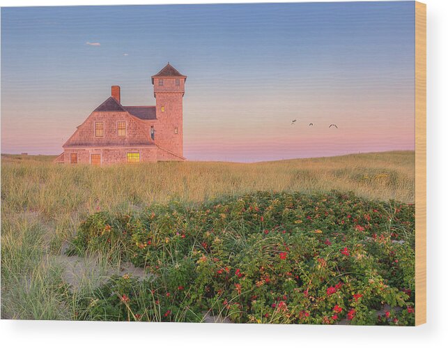 Old Harbor Life Saving Station Wood Print featuring the photograph Old Harbor Life-Saving Station Cape Cod by Bill Wakeley
