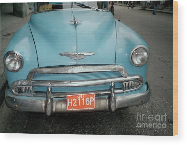 Taxi Wood Print featuring the photograph Old Havana Taxi by Quin Sweetman