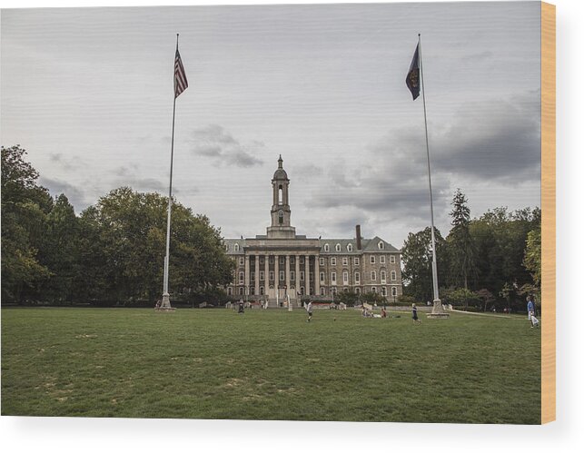 Penn State Wood Print featuring the photograph Old Main Penn State Wide Shot by John McGraw