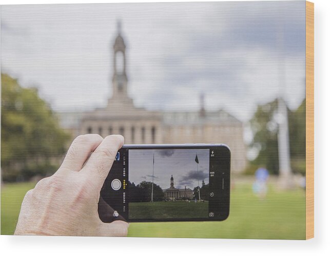 Penn State Wood Print featuring the photograph Old Main through iPhone by John McGraw
