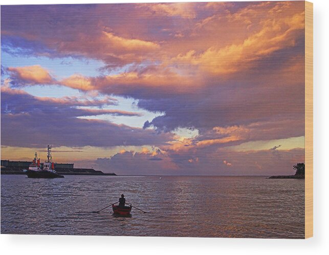 Ocean Wood Print featuring the photograph Old Man and The Sea- St Lucia by Chester Williams