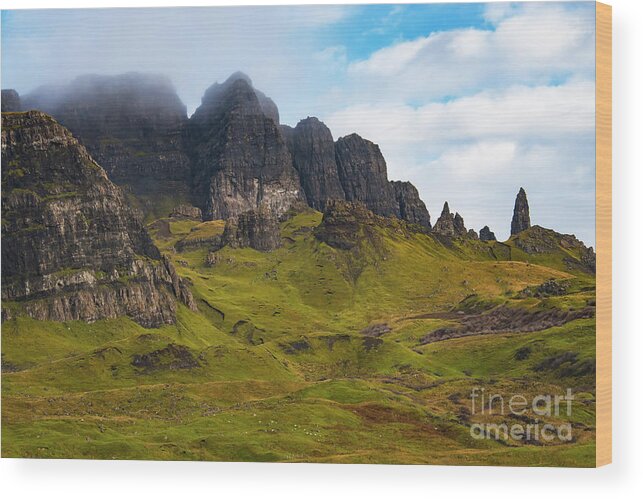 Old Man Of Storr Wood Print featuring the photograph Old Man of Storr Hike by Bob Phillips