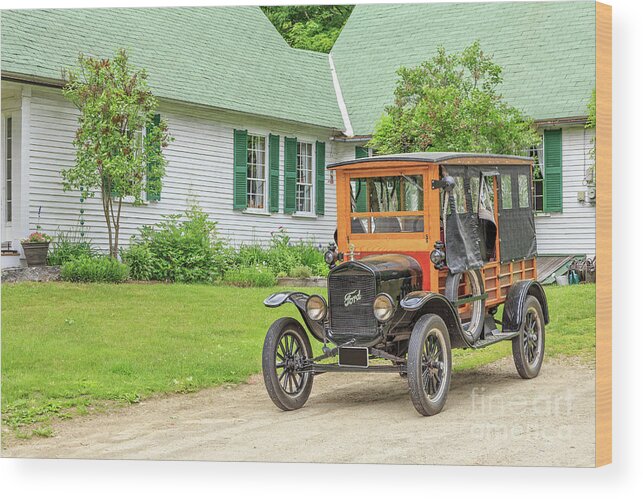 Model Wood Print featuring the photograph Old Model T Ford in front of house by Edward Fielding