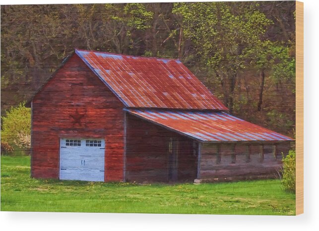 Architecture Wood Print featuring the photograph Old Red Barn with Star by Anna Louise