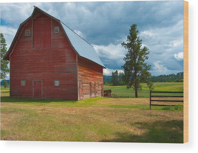 Barn Wood Print featuring the photograph Old Red Big Sky Barn by Sandra Bronstein