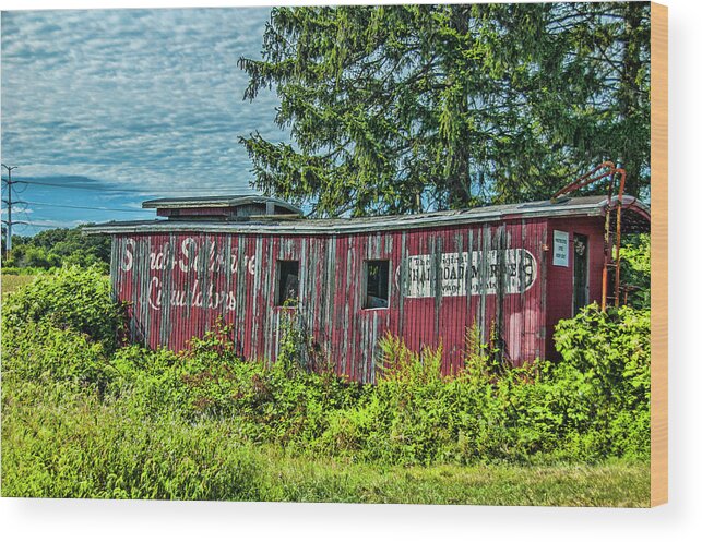 Caboose Wood Print featuring the photograph Old Red Caboose by Cathy Kovarik