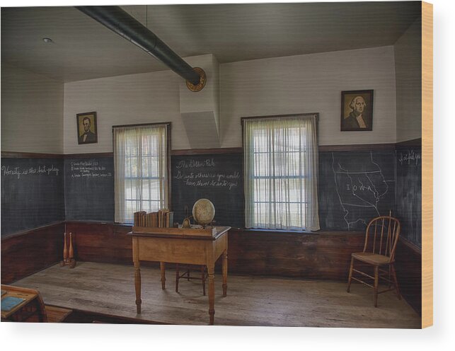 Vintage School Desk Wood Print featuring the photograph Old School House by Paul Freidlund
