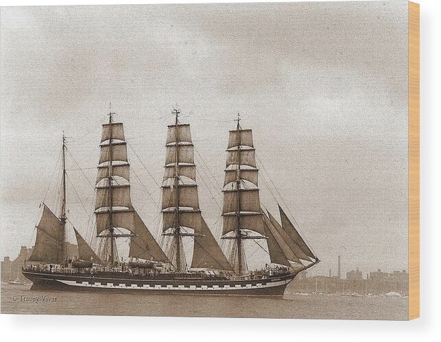 Tall Ship Wood Print featuring the photograph Old Time Schooner by Tracey Vivar