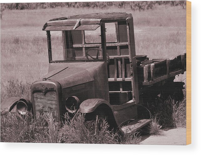 Old Truck Wood Print featuring the photograph Old Truck in Sepia by Kae Cheatham