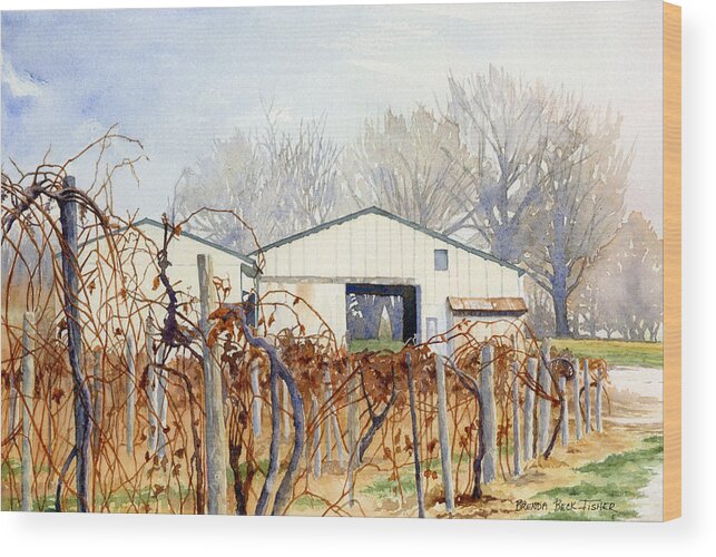Vineyard Wood Print featuring the painting Old Vines by Brenda Beck Fisher