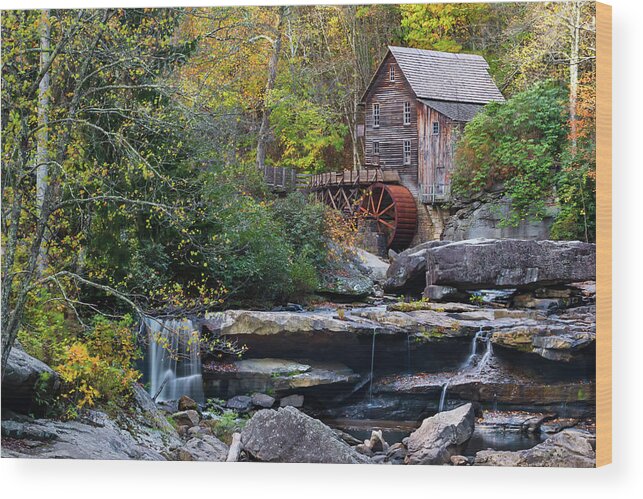 Babcock State Park Wood Print featuring the photograph Old Virginia Mill in Autumn Colors by Norma Brandsberg