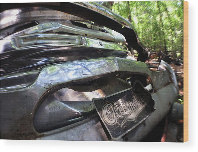 Oldsmobile Wood Print featuring the photograph Oldsmobile Bumper Detail by Matthew Mezo