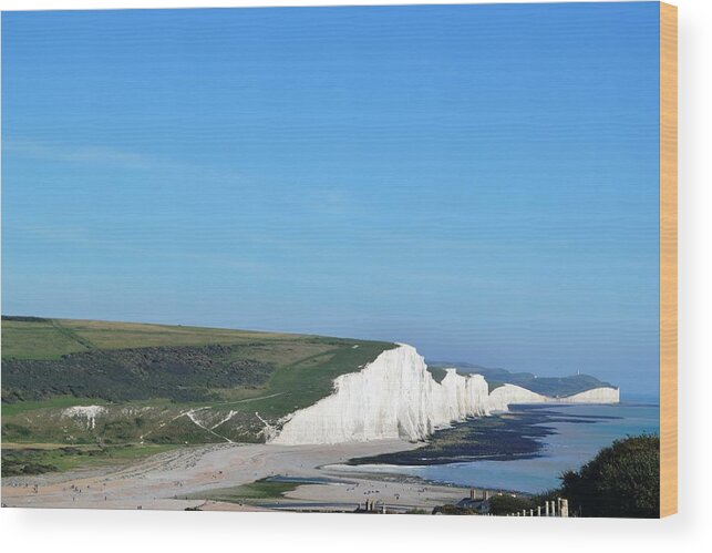 Beach Wood Print featuring the photograph On a Clear Day - The Seven Sisters by Nina-Rosa Dudy