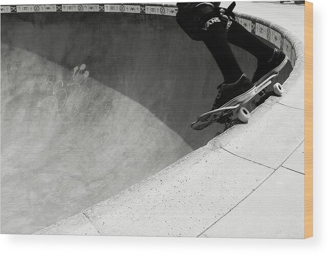 Skateboard Wood Print featuring the photograph On the Edge by Jeffrey Ommen